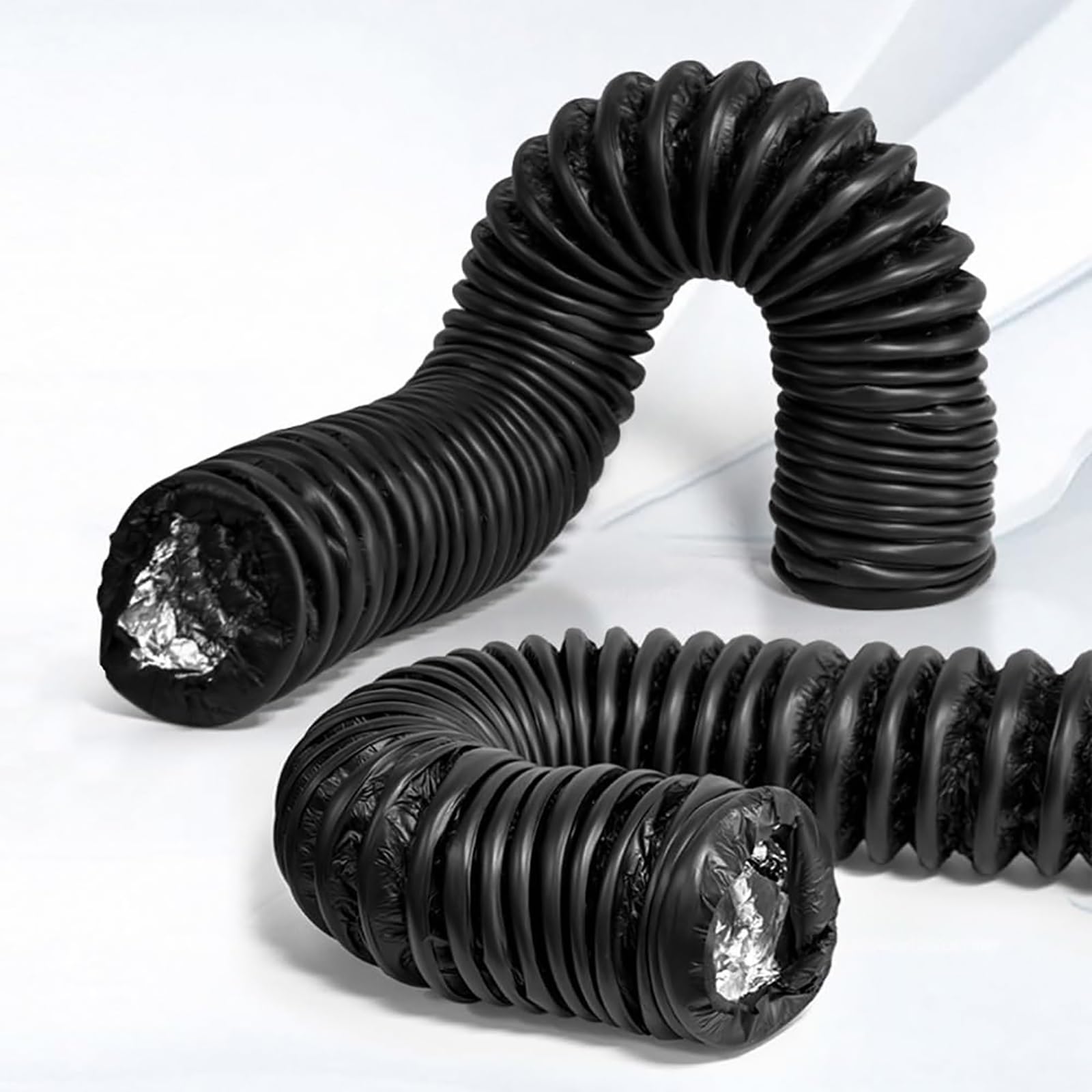PVC Aluminiumfolien Lüftungsschlauch, Isolierter Flexibler Abluftschlauch für Wäschetrockner, 6 m Länge, Geeignet für Hlk-Systeme Und Dunstabzugshauben(100mm/4in)