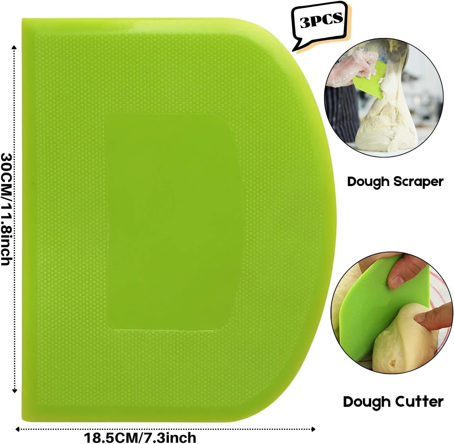 SURDOCA Rasqueta Masa Cortador Masa - 3P 11.8x7.3" Rasqueta de Masa de Plástico Rasqueta Cortadora de Masa Rasqueta para Hornear, Utensilios de Repostería Decoración Utensilios para Modelar Pasteles