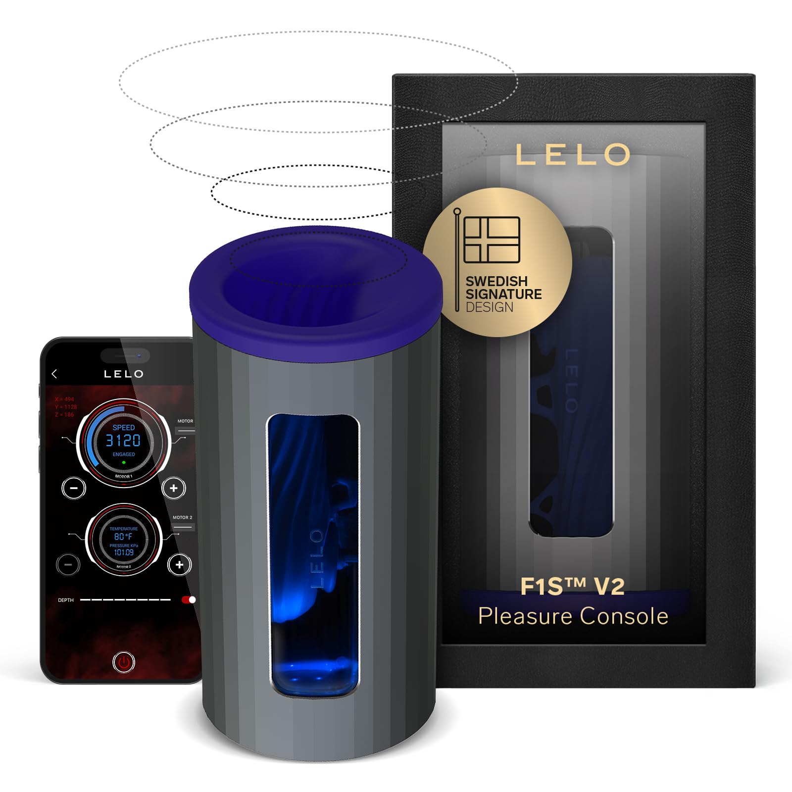 LELO F1S V2 Waterproof Sucking Male Masturbator, Male Sex Toys, Pocket Pussy Men, Sex Toys for Men, Male Masturbators with 4 Vibrating Patterns, Blue