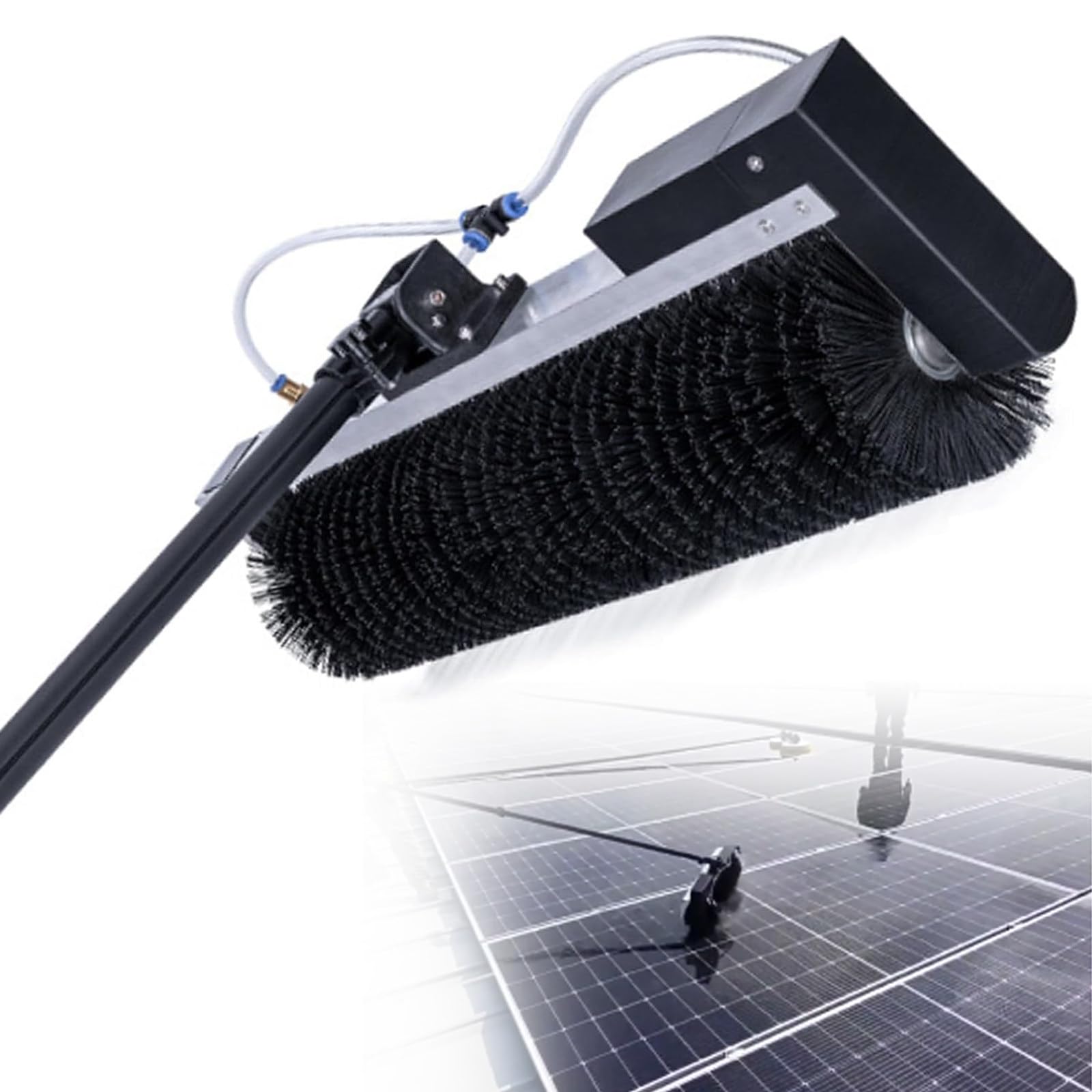 DUANHOZ Telescopic Solar Panel Cleaner with Roller Brush for Efficient Photovoltaic Maintenance