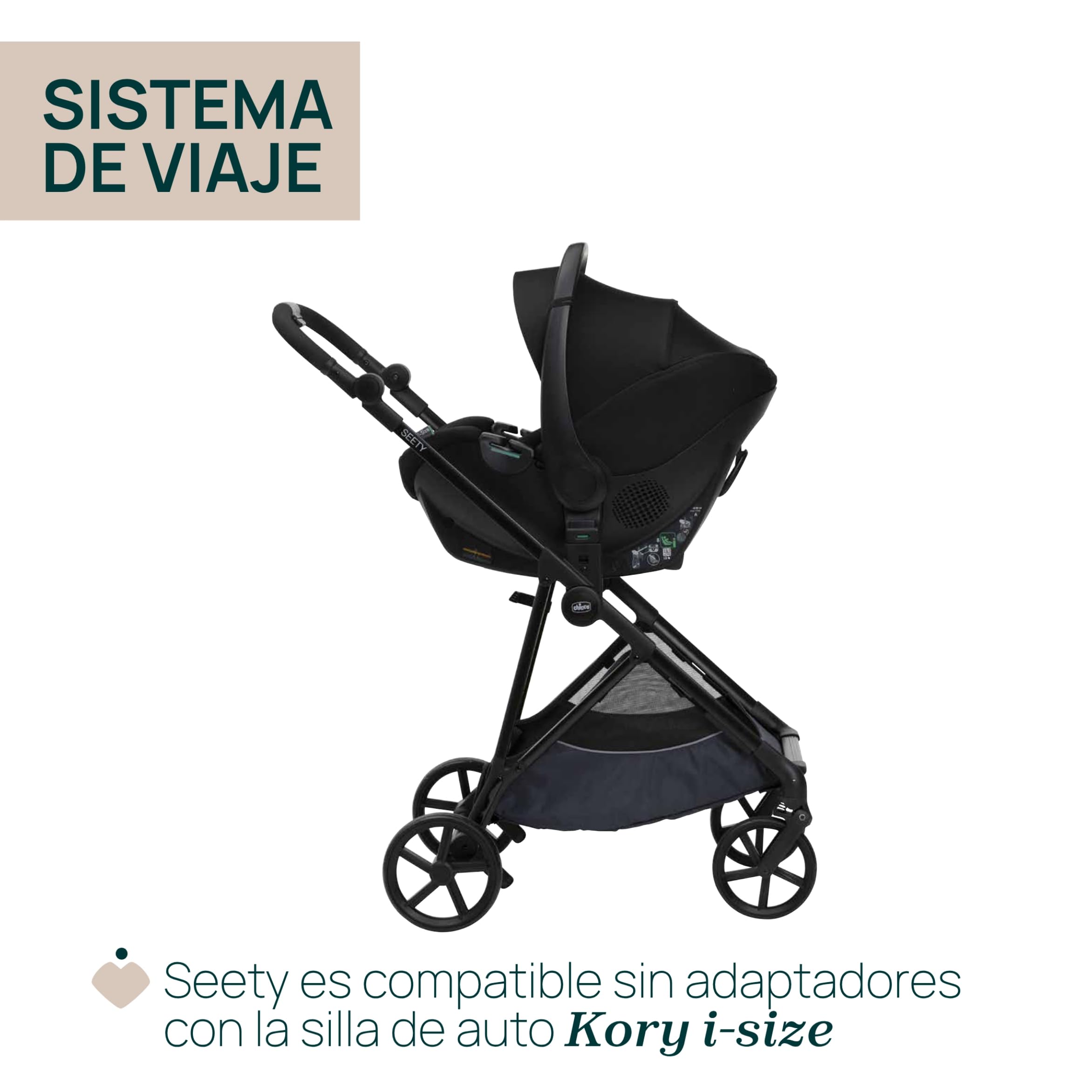 Chicco Cochecito Seety, Cochecito Ligero y Compacto, Desde 0 Meses hasta 4 Años, Capacidad Máxima 22 kg, Cochecito Plegable, Respaldo Reclinable, Cierre Automático en 1 Gesto, Capota Parasol