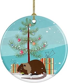 Caroline's Treasures Coypu Nutria River Rat Christmas Ceramic Ornament, Teal Christmas Tree Hanging Decorations for Home Christmas Holiday, Party, Gift, 3 in, Multicolor