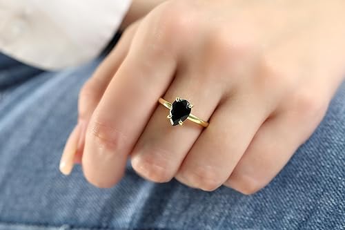 Miniatura 2 de Onyx Ring Jewelry - Black Onyx Rings for Women in 14k Gold - Artisanal 14kt Gold Rings for Women - Handmade Jewelry