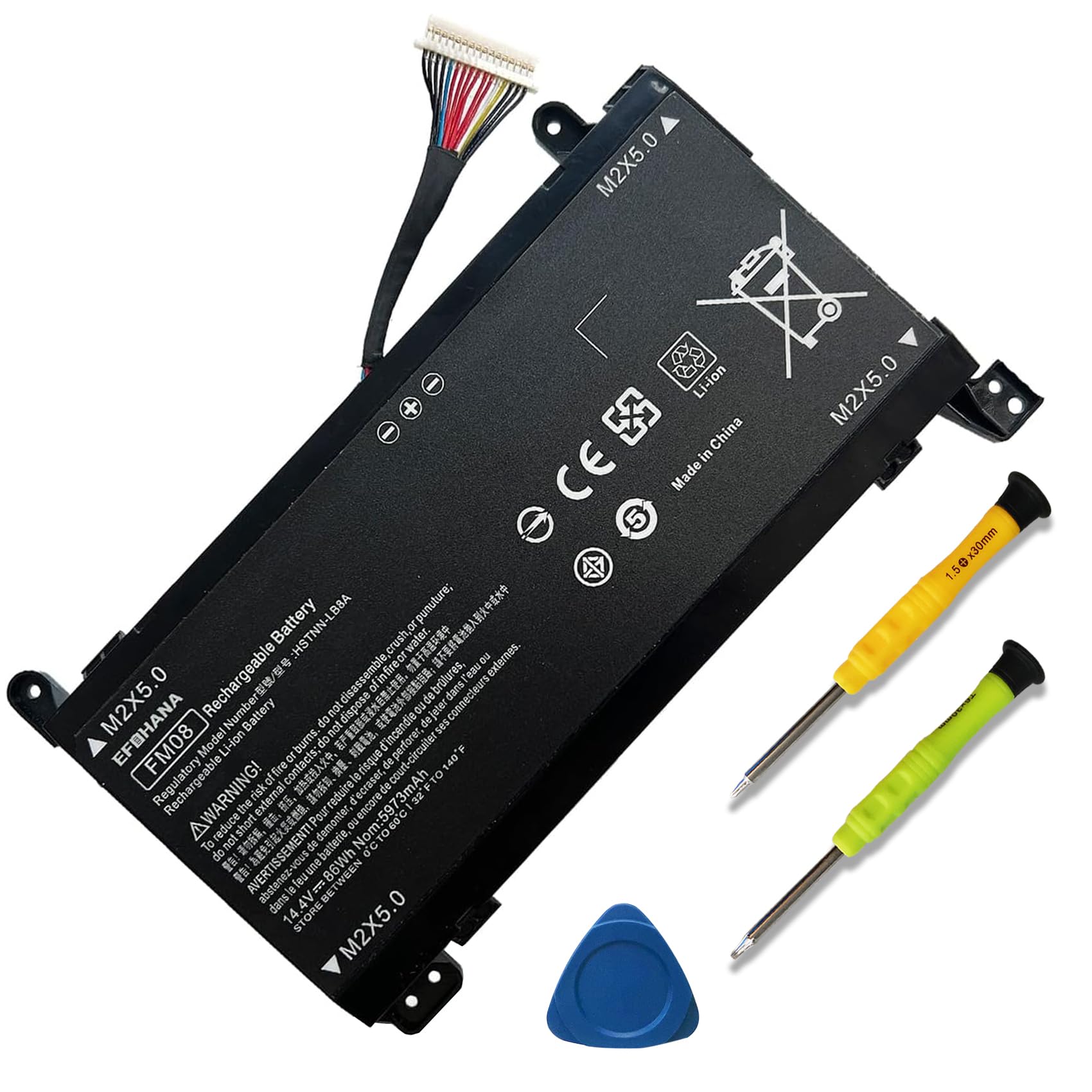 FM08 HSTNN-LB8B Laptop Battery Replace for HP Omen 17-AN013TX 17-AN014TX 17-AN014NG 17-an008ur Series TPN-Q195 922752-421 922753-421 922976-855 HSTNN-LB8A 14.4V 86Wh 5973mAh 16-Pin Connector