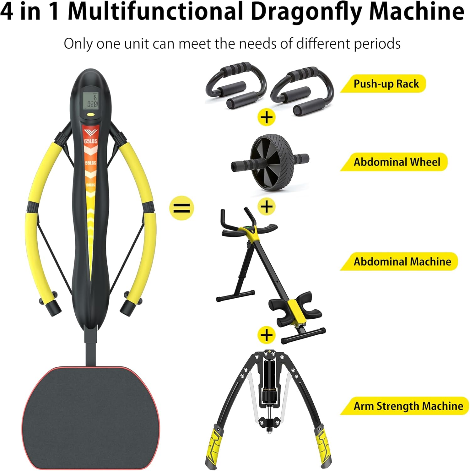 VIVITORY 4-in-1 Multi-Functional Rowing Machine AB Workout Machine, Core & Abdominal Trainers, Adjustable Dragonfly Machine, Strength Training Full Body Workout, Home Gym Fitness Equipment
