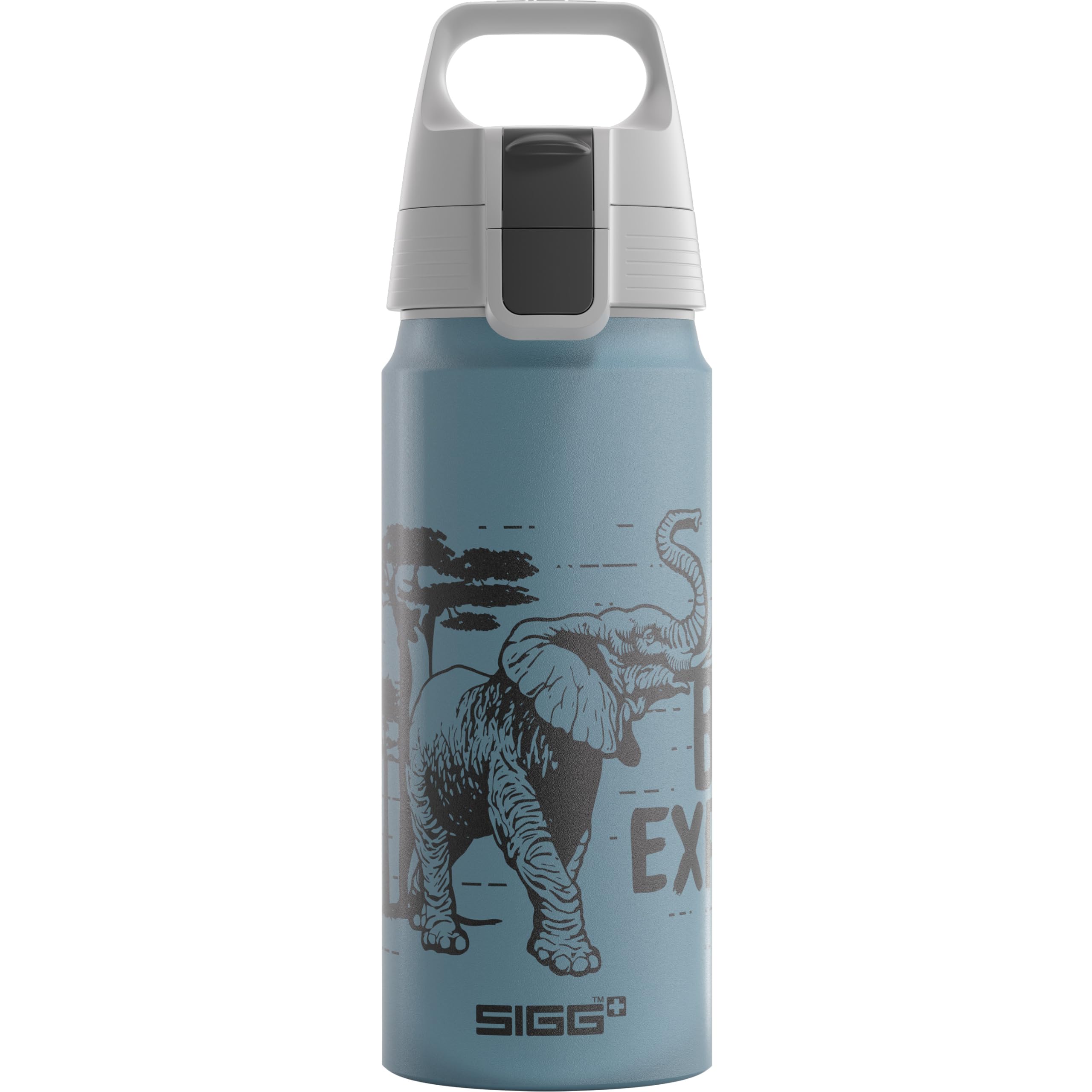 Sigg - Aluminium Water Bottle For Kids - WMB ONE Brave Elefant - Suitable For Carbonated Drinks - Leakproof - Lightweight - BPA Free - Climate Neutral Certified - School & Sports - Blue - 0.6L