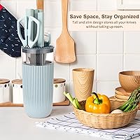 Vista 9 de Knife Set, 7-Piece Kitchen Knife Set with Sharp Chef and Meat Knives, Anti-Rust Utility Knives Set for Kitchen, Kitchen Knife Block Set（Blue）