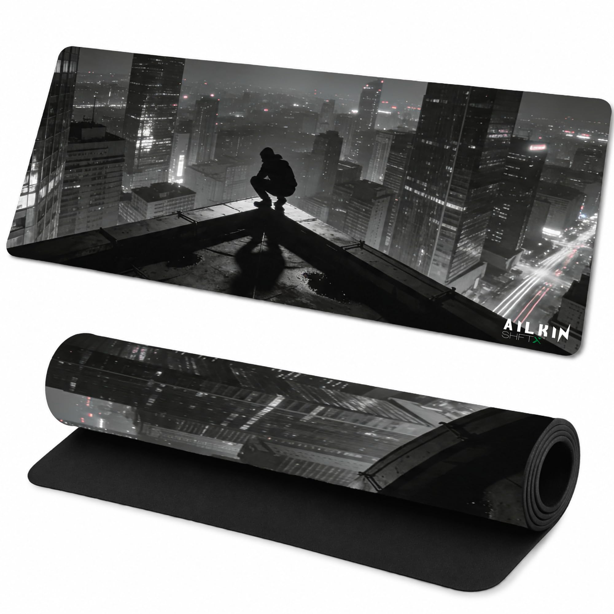 AILKIN Large Gaming Mouse Pad for pc & Laptop, Extended Desk Mat with [58x27cm] City Night Artwork, Non-Slip Mouse Pad f