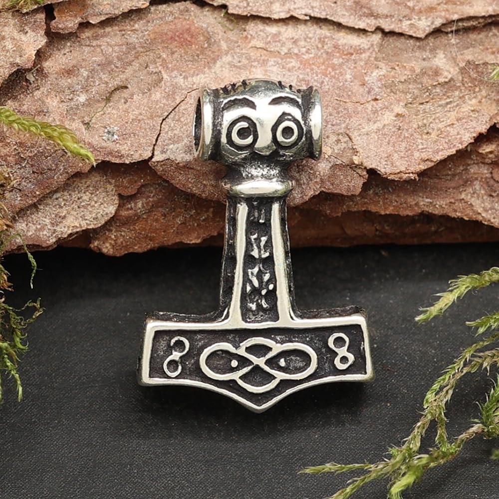 Silber Anhänger Thors Hammer Mjölnir Wikingerschmuck 925 Sterling Silber Mjölnir Mittelalter Silberanhänger
