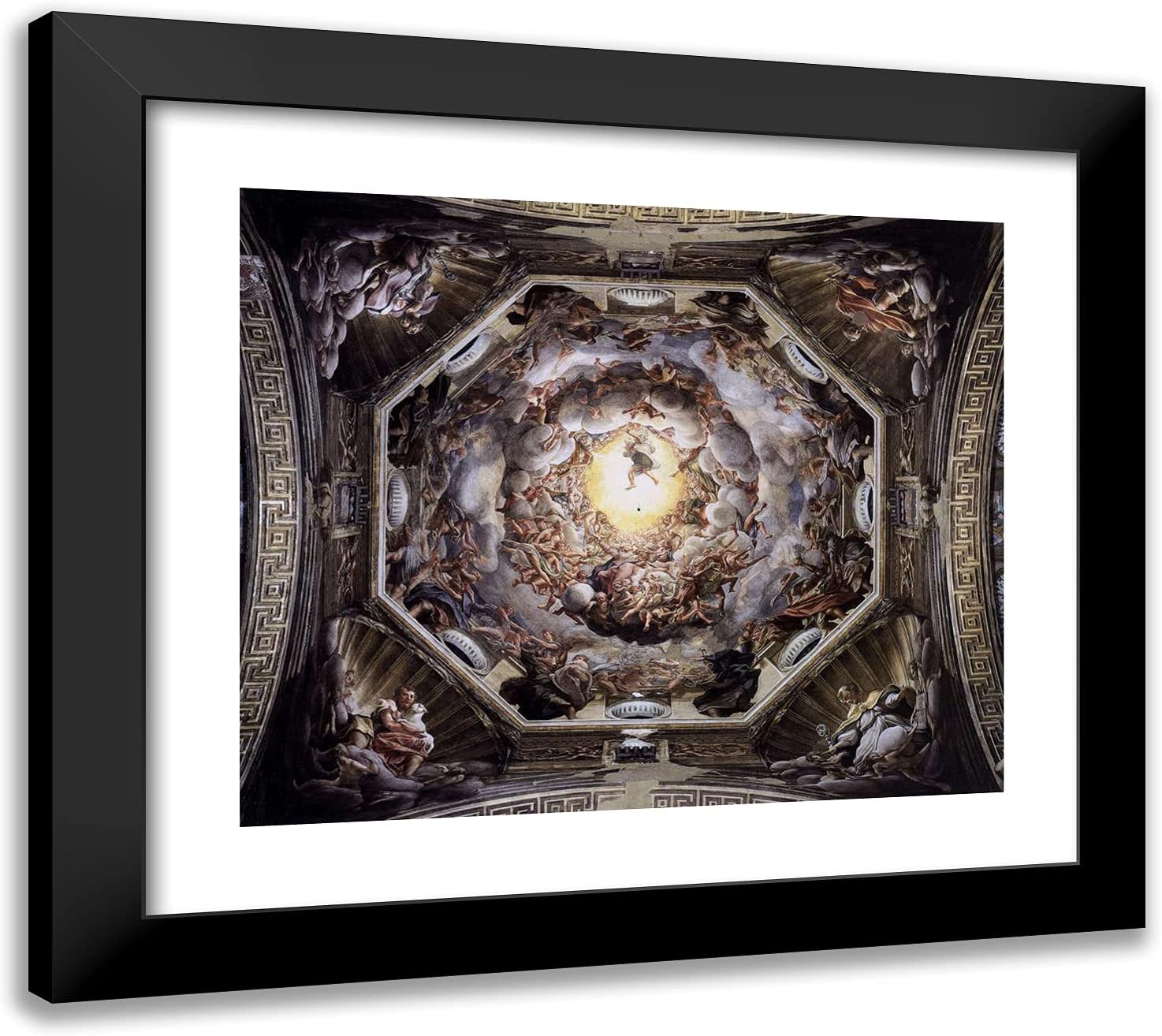 ArtDirect Correggio 23x20 Gold Ornate Framed Art Print with Double Matting Titled: The Assumption of the Virgin
