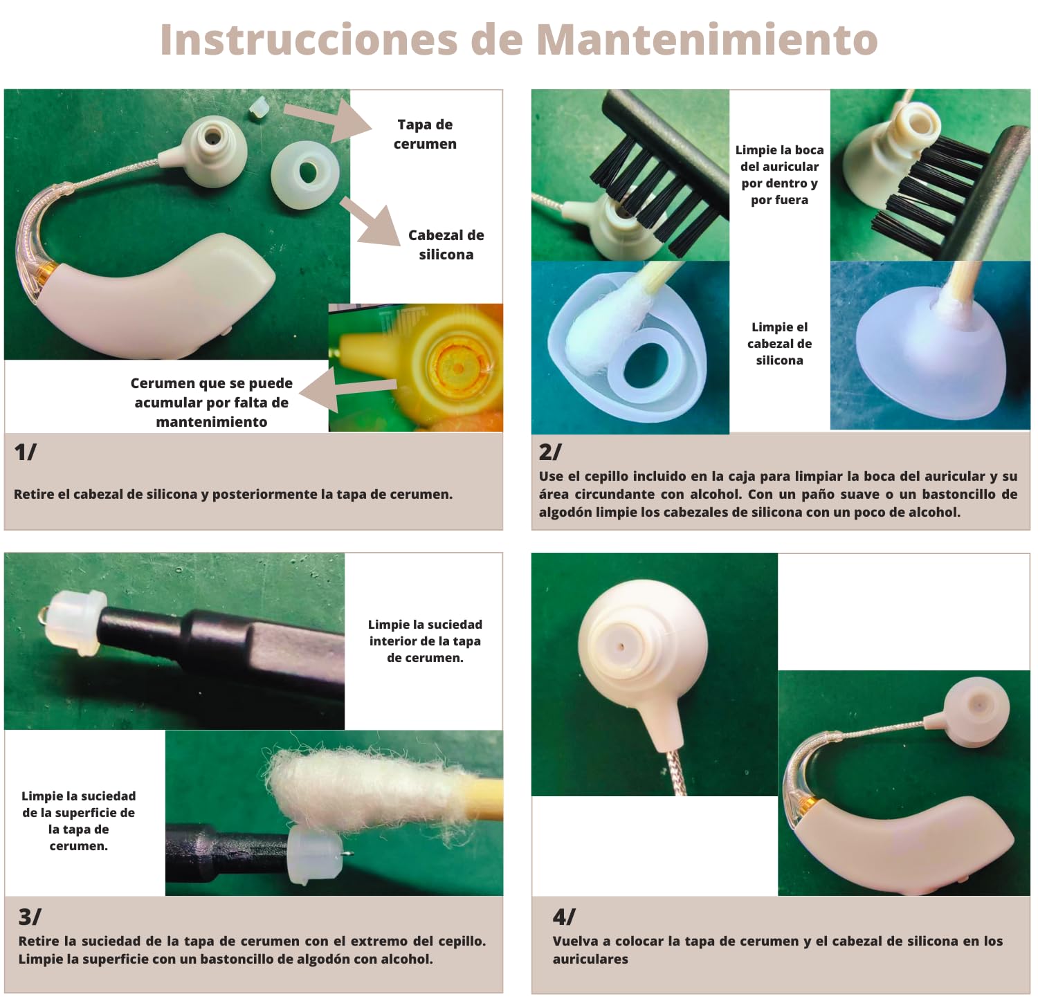 Amplificador Auditivo Recargable de Larga Duración, Amplificador de Sonido Recargable Inalámbrico, Amplificador Auditivo Universal, Mini Aparato Auditivo para Oír Mejor (Beige)