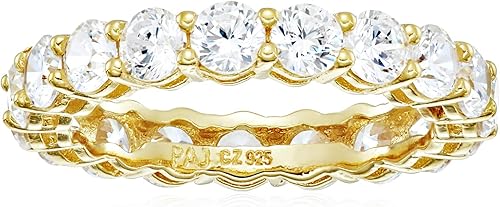 Tienda Essentials Anillo de plata de ley chapado en forma de circonita cúbica de corte redondo