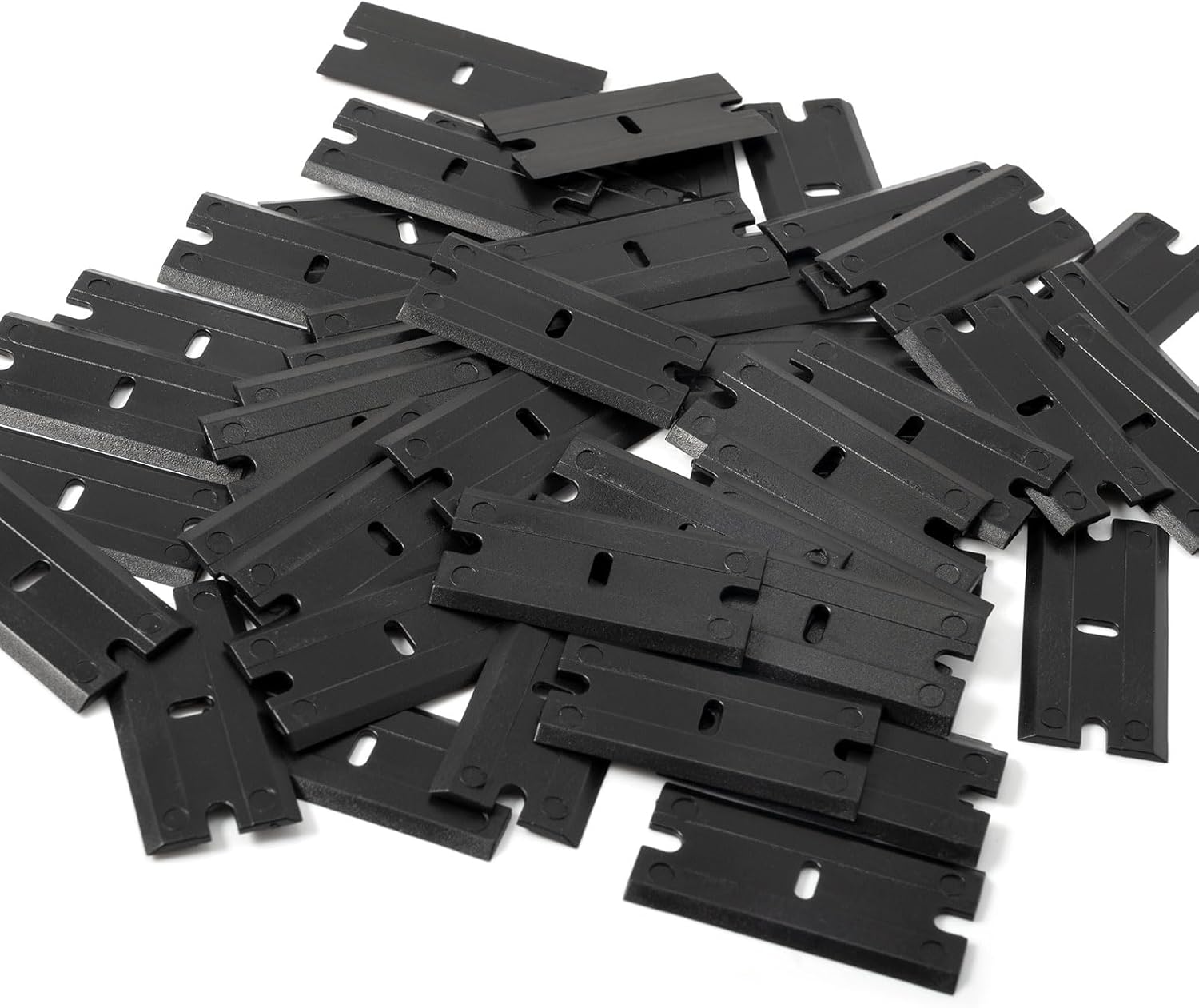 NEWISHTOOL Black Plastic Razor Blades, 300 PCS Double Edged Replacement for Scraper and Safety Glass Use - 1.5 Inch for Removing Label, Decal & Adhesive