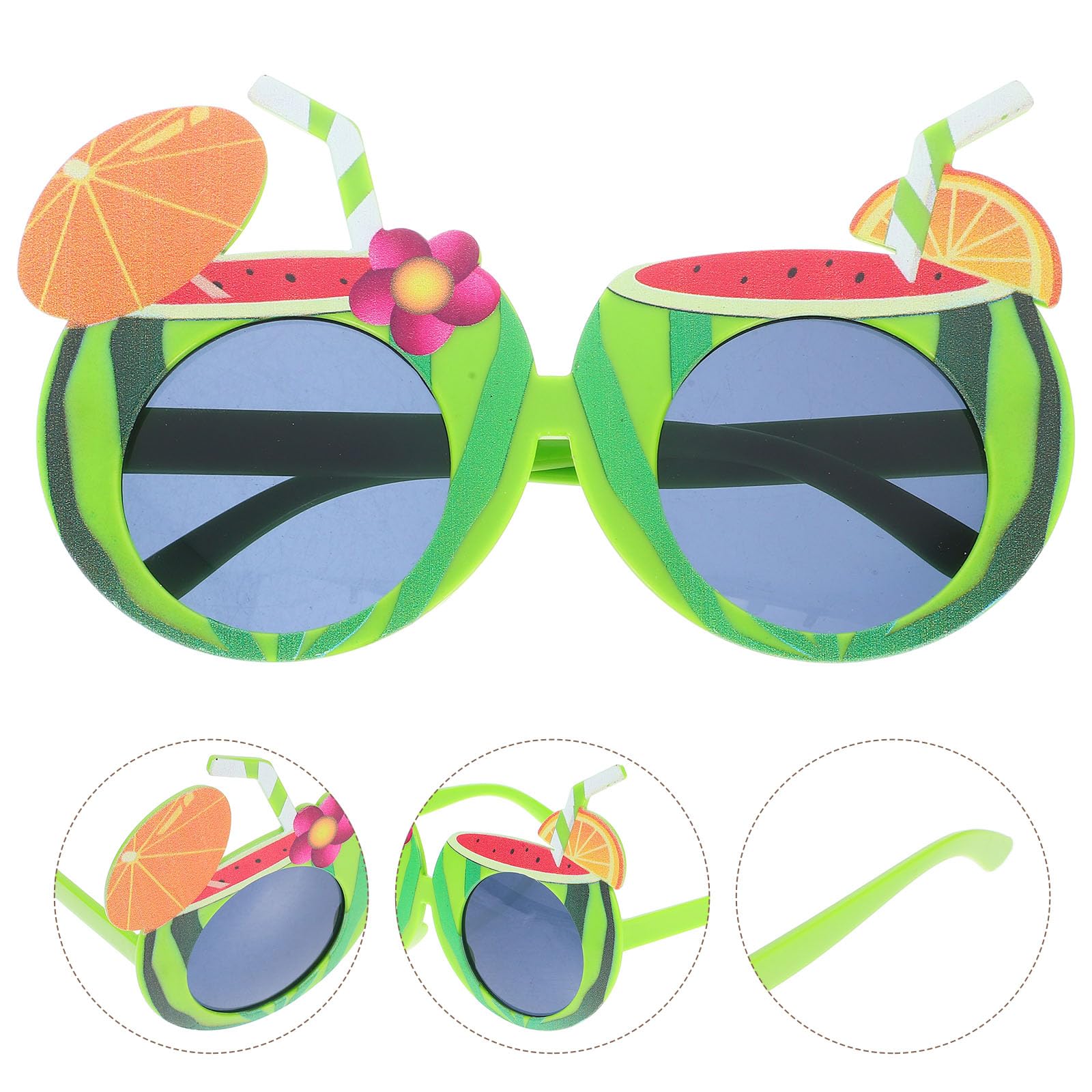 LOGOFUN 2PCS Novelty Fruit Sunglasses Hawaiian Glasses Funny Watermelon Eyewear Props for Tropical Summer Beach Party Costume Accessories - 6 * 5.5in