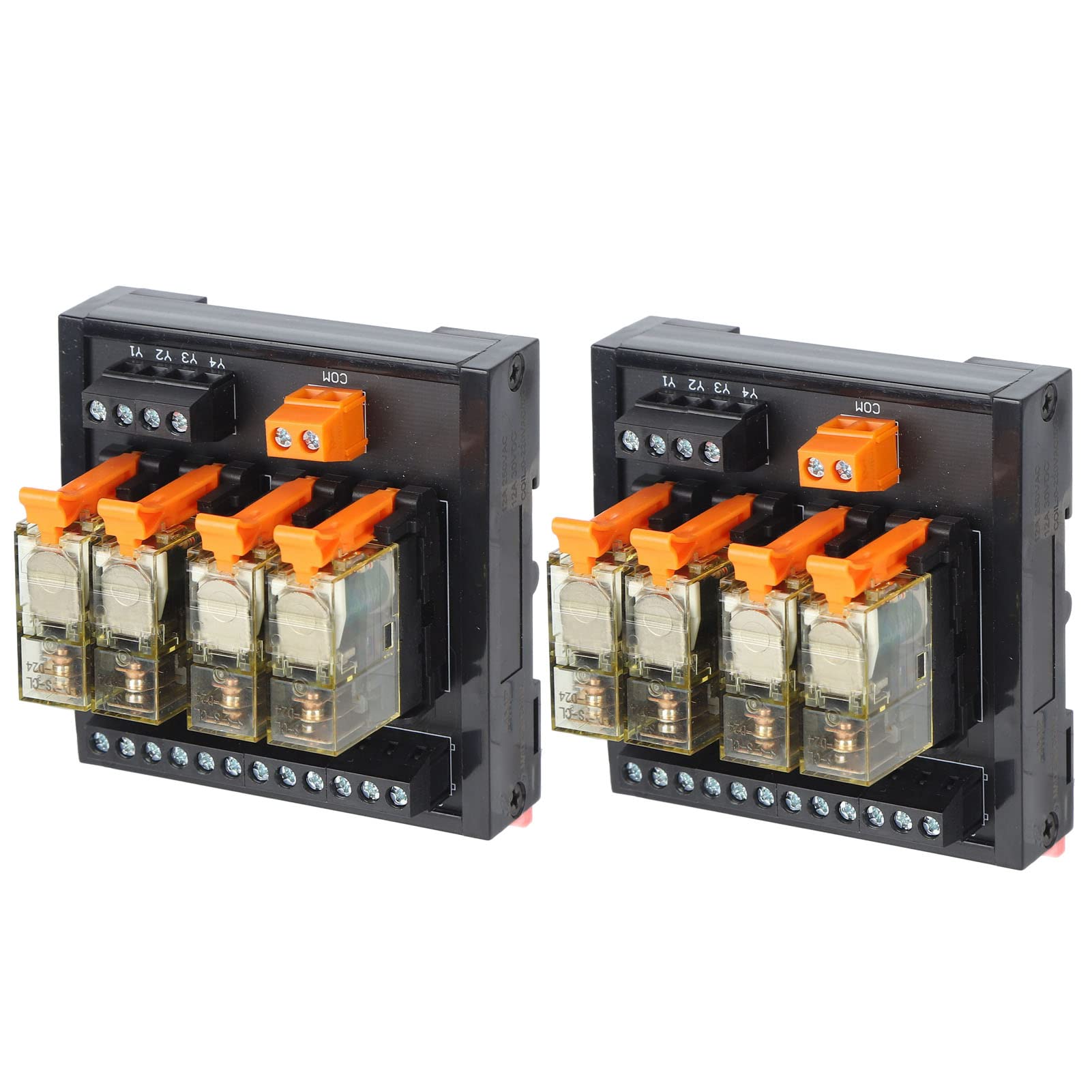 Omabeta Tablero de Control del Módulo de relé Diseño Duradero de 4 Canales para Equipos Industriales Montaje en Riel DIN de 2 Piezas