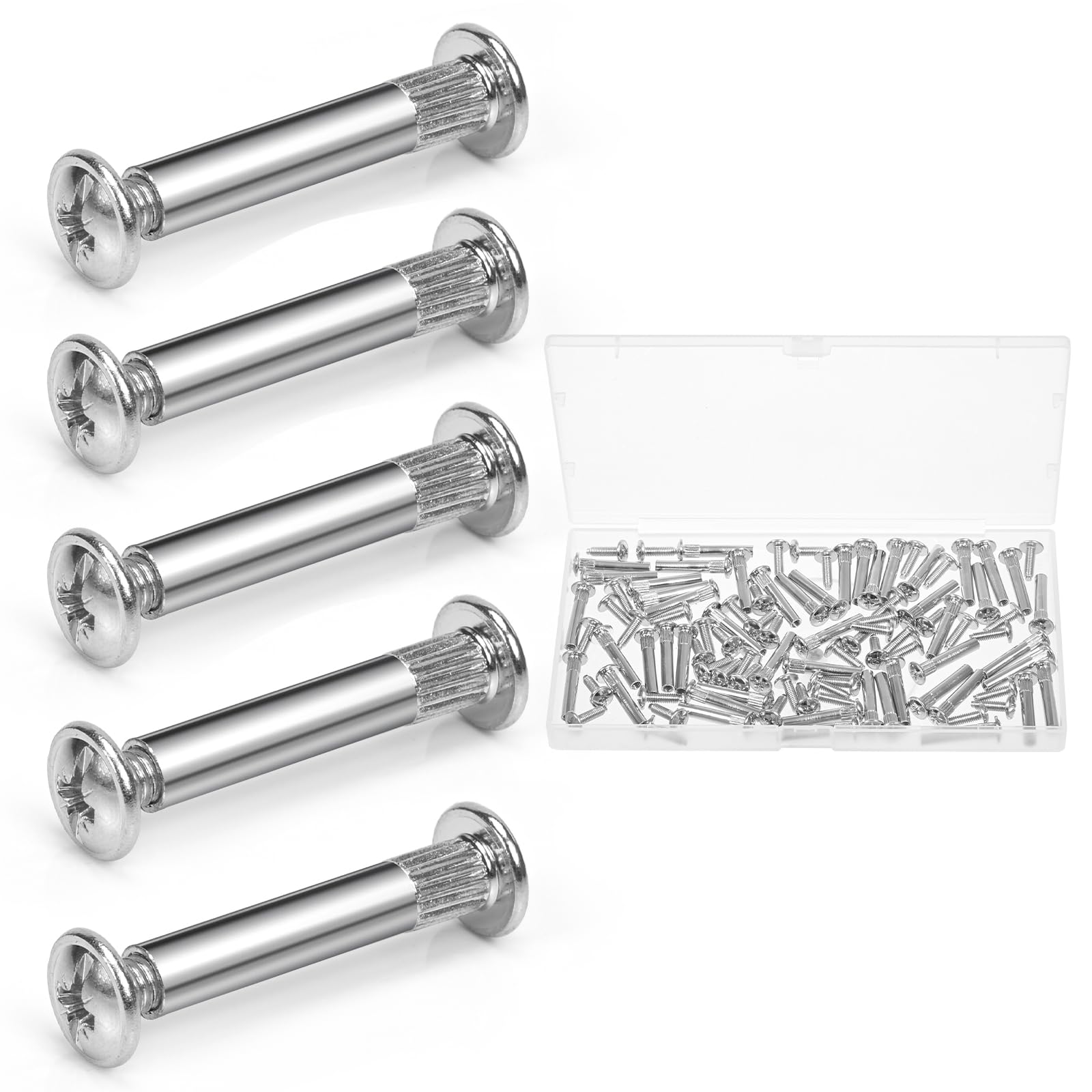 12 Viti M6 Con Manicotto Per Mobili | Fissaggio Maniglie Porte E Cassetti | Acciaio Inox Nichelato - Foto 2