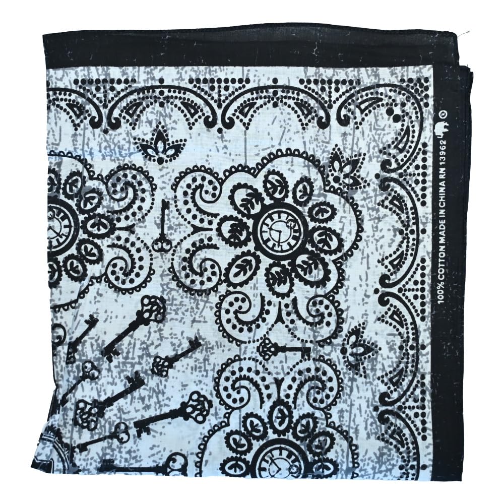 The Tie Company Unisex Black White Paisley Rasta Bandana Green Leaf Neckerchief Funky Headband Cotton