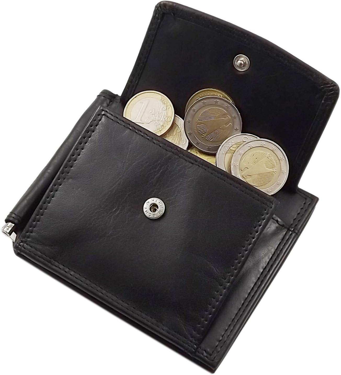 myledershop Vegetable Tanned Leather dollarclip Wallet MJ-Design-Germany in Black - Image 5