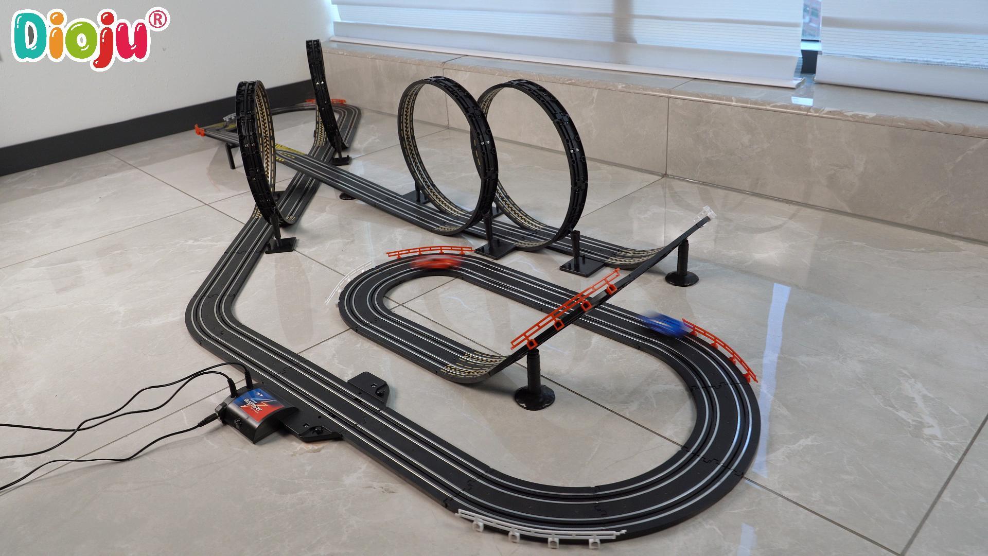 Dual Racing Slot Car Track Set With 4 Cars – Electric Powered Race Track For Kids 8-12, Complete RC Track Kit | Birthday Gift For Boys