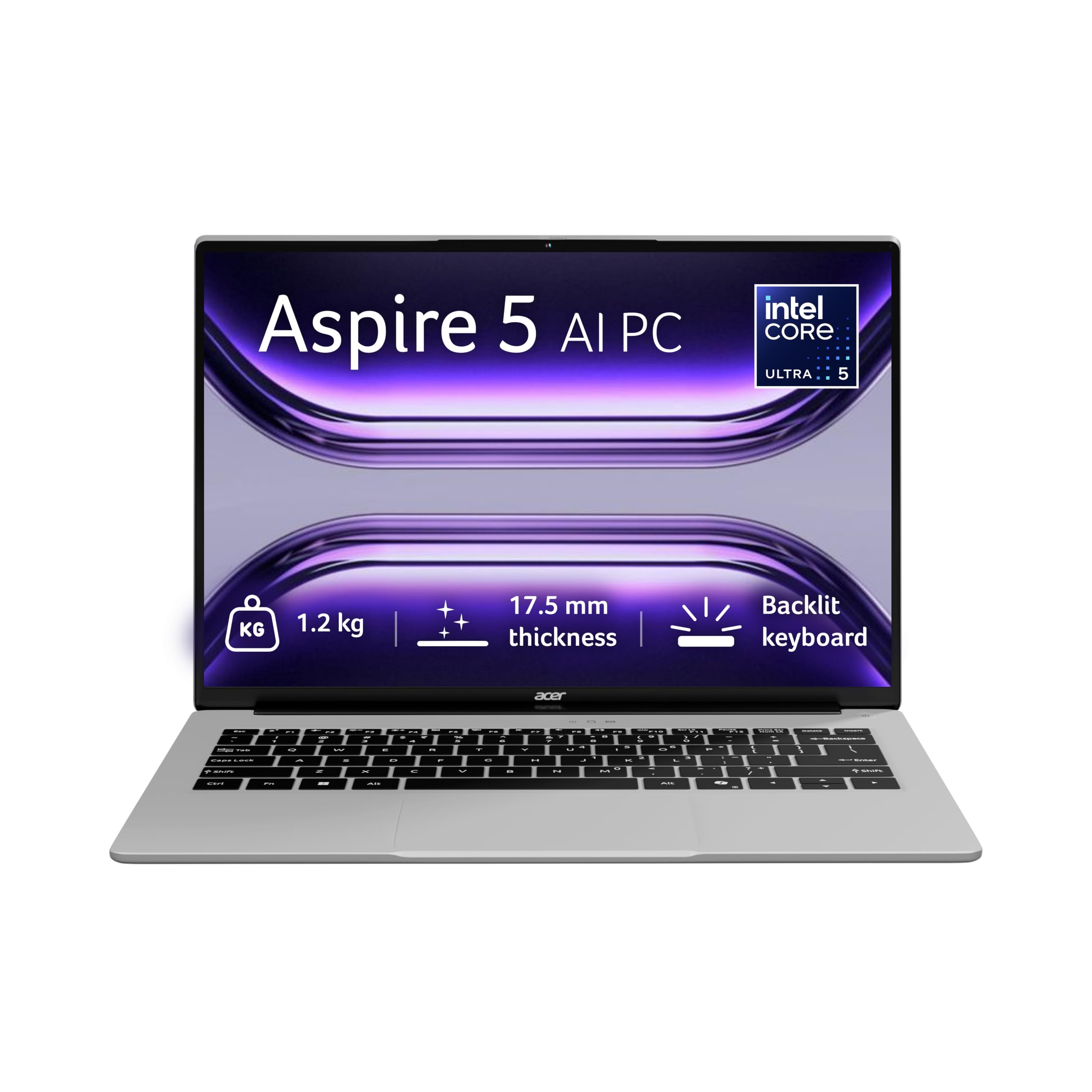 Acer Aspire 5, Intel Core Ultra 5 125H Processor,Office 2024 + M365 Basic, 16 GB RAM, 512 GB SSD, WUXGA IPS, 14.0"/35.56 cm, Win 11 Home, Pure Silver, 1.2 kg, A514-54H, Backlit KB, Premium Laptop-image-48