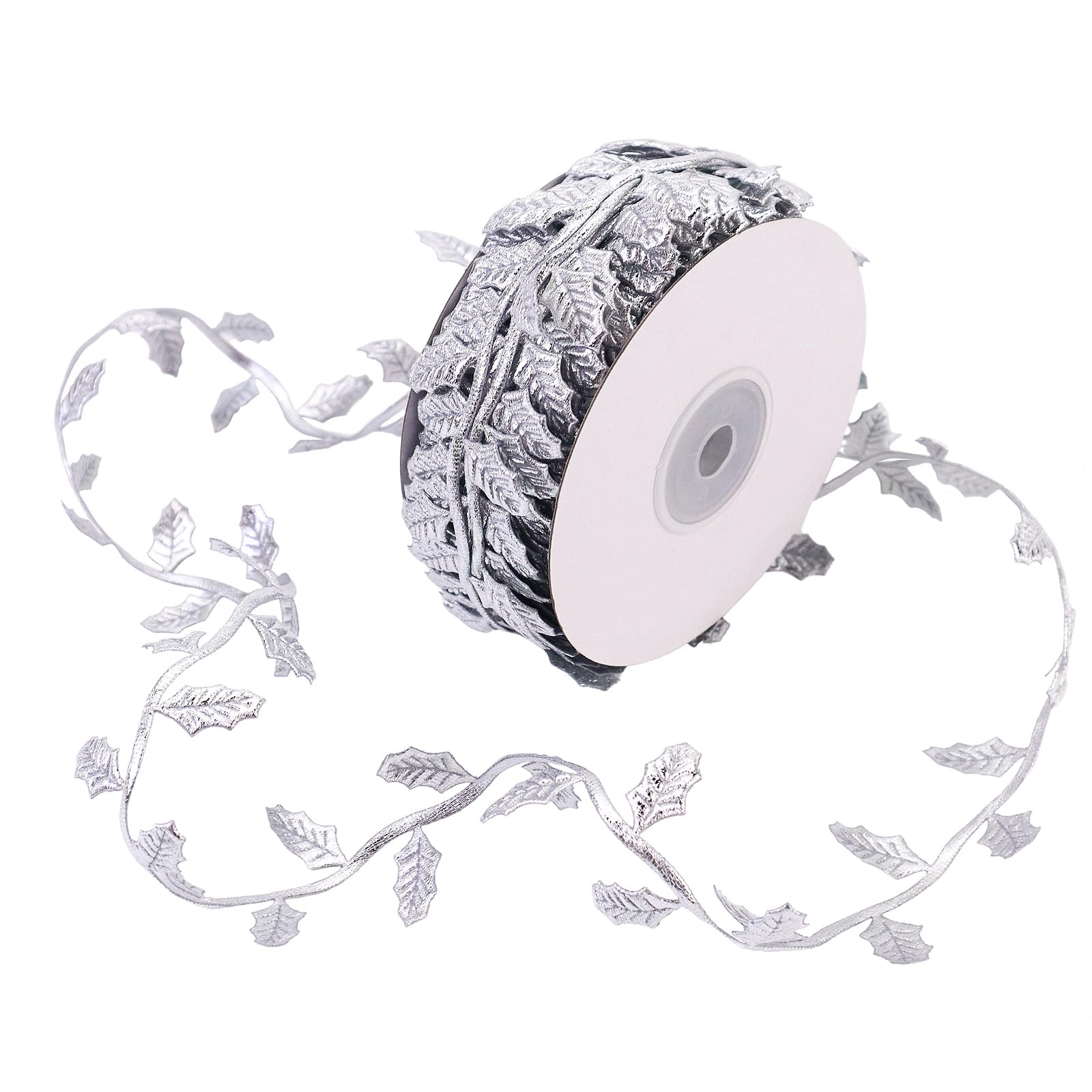 Silver Leaf Ribbon 10Yards Leaves Trim Rope Artificial Leaf Ribbon for Garland Gift Wrapping Party Wedding Home Decorations