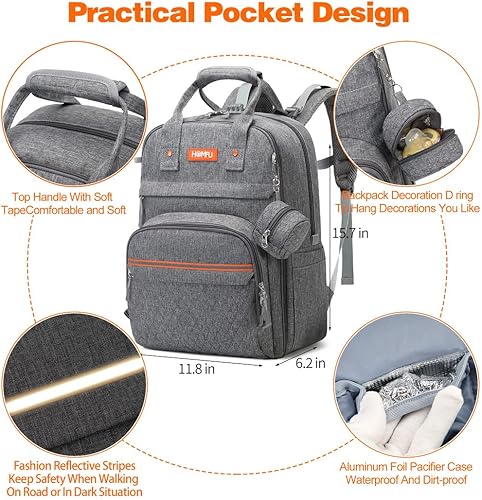 Miniatura 5 de Bolsa de pañales para mamá, hospital, bolsas de bebé para niñas y niños, mochila de viaje grande multifunción para computadora portátil, mochila de
