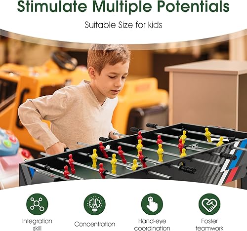 Miniatura 3 de Giantex Mesa de juego múltiple 4 en 1, mesas de juego combinadas de 49 pulgadas con mesa de futbolín de tamaño adulto, mesa de hockey deslizante,
