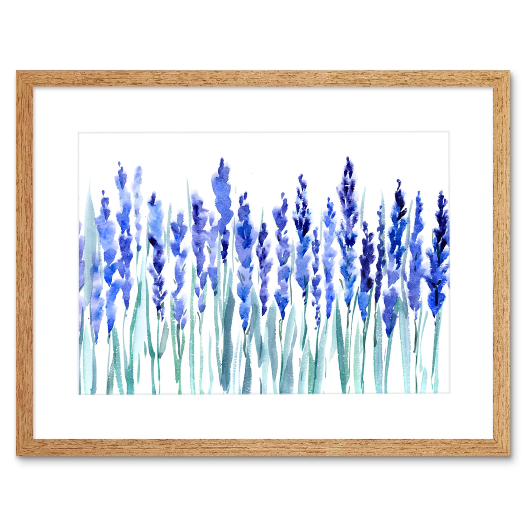 Wee Blue Coo Flowers Lavender Watercolour Art Print Framed Poster Wall Decor 12x16 inch