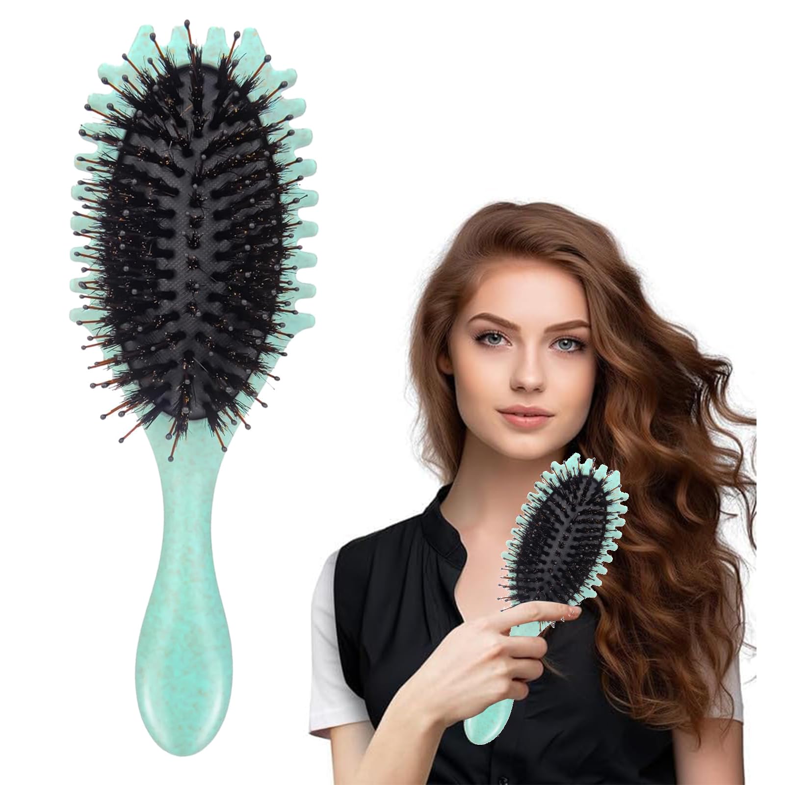 Curl Defining Brush, Curl Define Styling Brush, Bounce Curl Define Styling Brush, Cepillo de pelo de cerdas de jabalí Cepillo de peinado para desenredar, dar forma y definir rizos para mujeres (B)