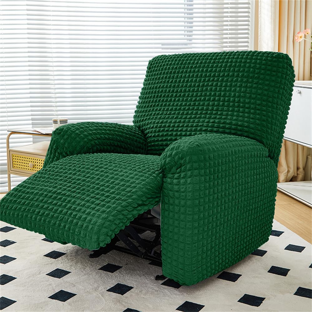 Morbuy Funda de Sillón Relax Elástica para Butaca Reclinable, 1/2 Plazas Fundas de Butacas Relax Reclinable Ajustables Universal, Fundas de Sillón Protector (Verde Oscuro,2 plazas)