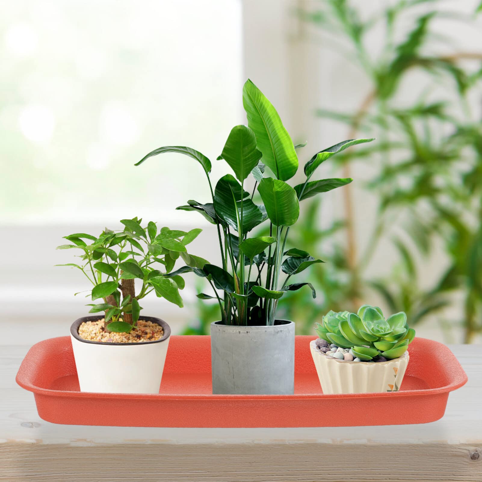 4pcs Flower Pot Tray Plastic Plant Pot Saucers Planters for Indoor Plants Rectangular Planter Tray Rectangular Planter Saucers Gardening Plant Base Plant Plate Nonporous With Basin