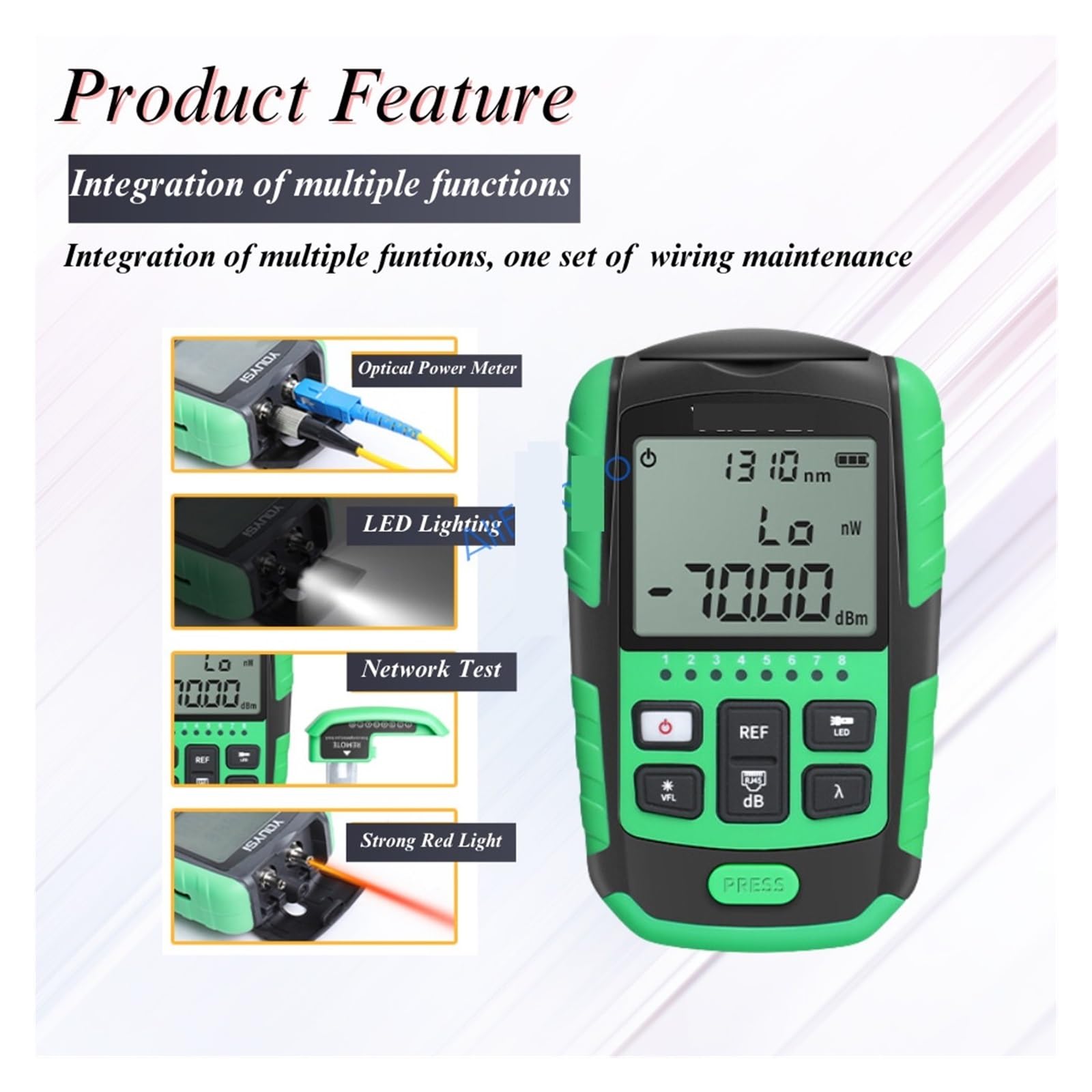 Testeur de stylo optique multifonctionnel compteur puissance 4 en 1, testeur panne câble LAN déconnecté Test réseau Inspection de circuits