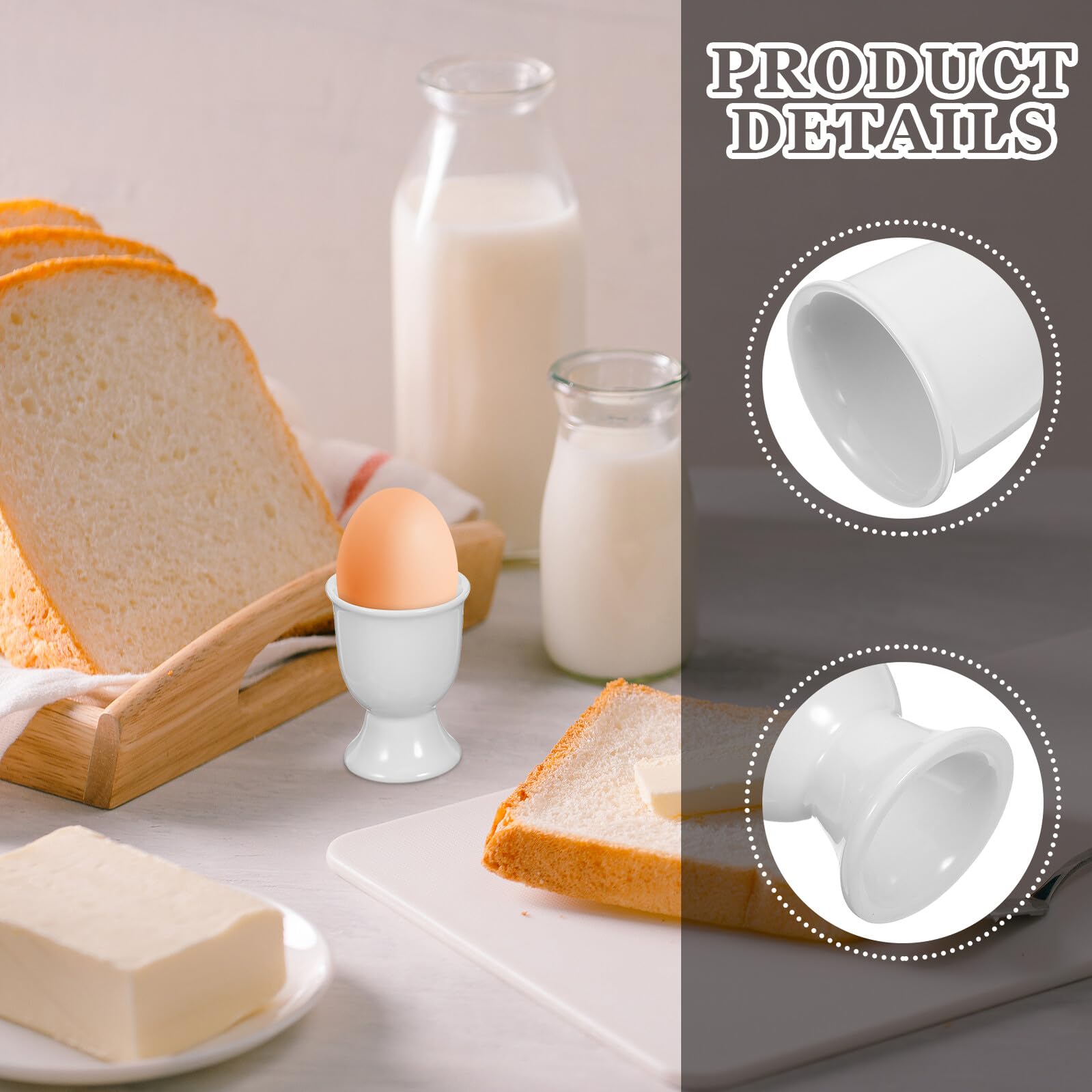 Coquetiers en Céramique Blancs pour Œufs, Lot de 6