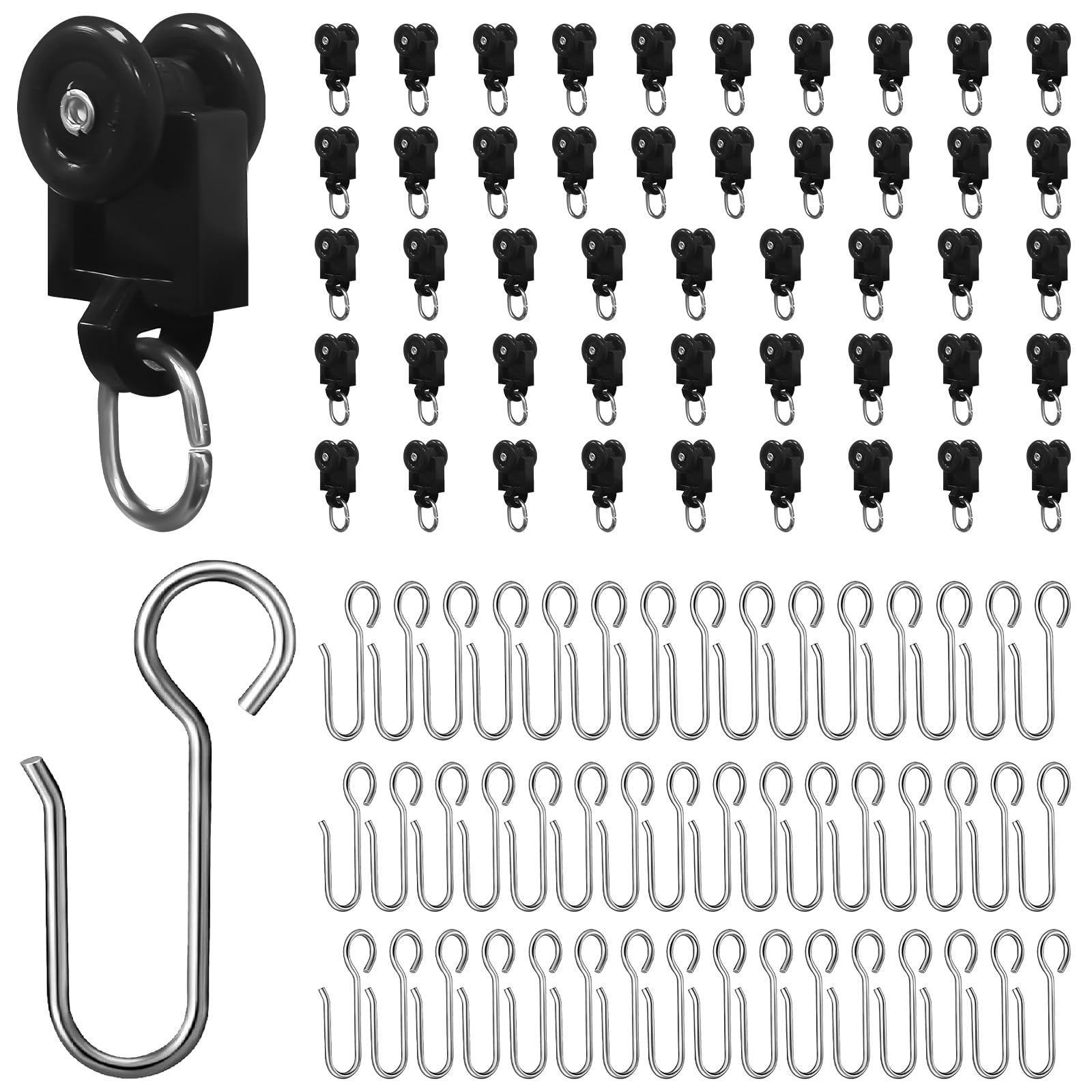 Curtain Track Wall and Ceiling Mount Curtain Rail Black with Hooks Curtain System for Living Room Bathroom Study Sliding Door