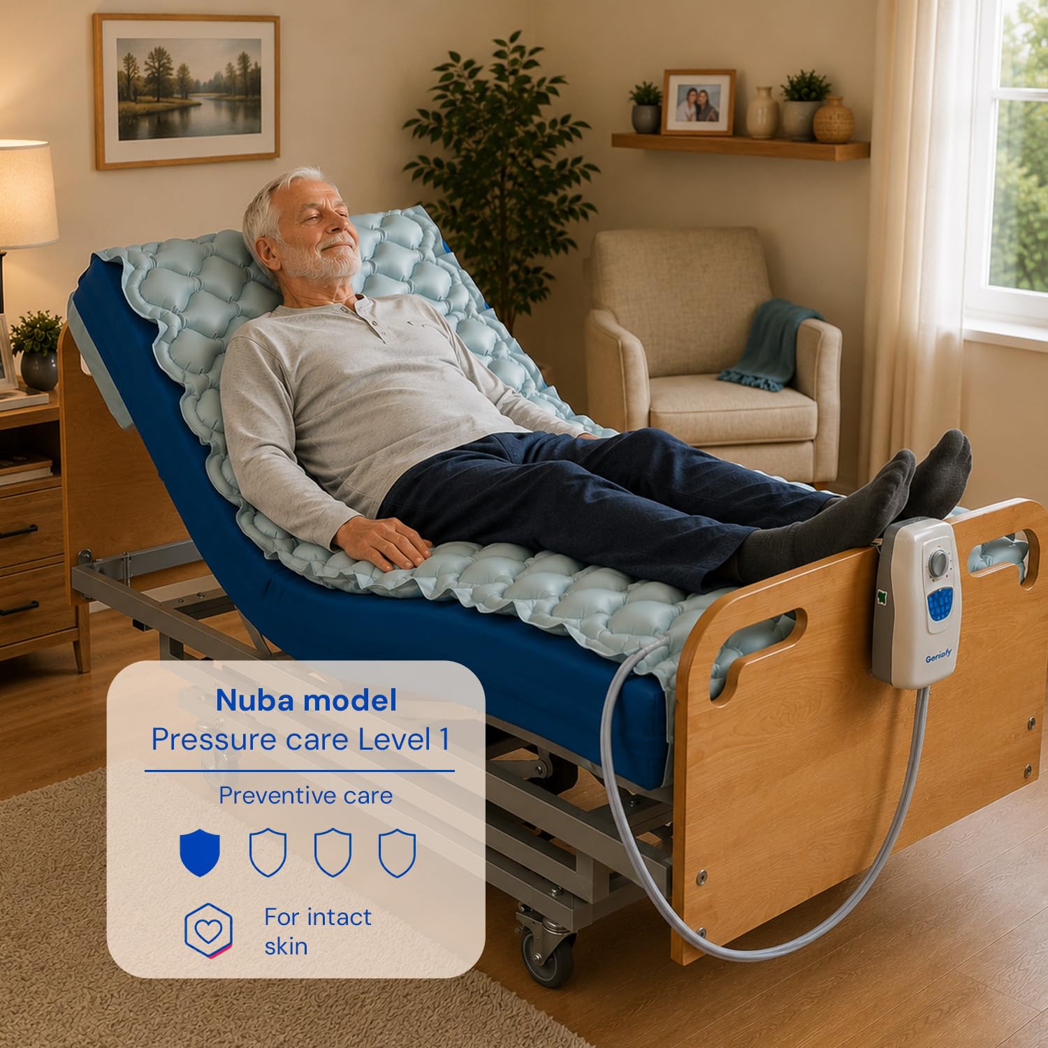 Geriafy Materasso HR impermeabile con materasso antidecubito Nuba, 90 x 190