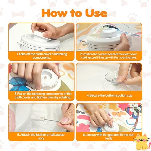 Miniatura 5 de Juguetes interactivos para gatos con mariposa aleteante, juguetes automáticos para gatos de interior, recargables, plumas móviles y varita doble,