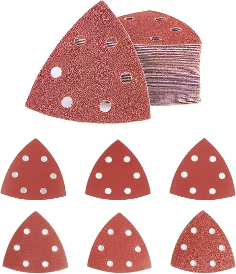 60 Pcs Mouse Sanding Pads, Multi Tool Sanding Pads for Mouse Sander Pads | Hook and Loop Sanding Sheets, Assorted 60/120/180/240/320/400 Grits Palm Sander Pads, 6 Holes Mouse Sander Detail Sandpaper