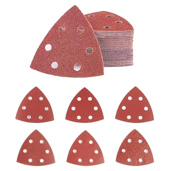 60 Pcs Mouse Sanding Pads, Multi Tool Sanding Pads for Mouse Sander Pads | Hook and Loop Sanding Sheets, Assorted 60/120/180/240/320/400 Grits Palm Sander Pads, 6 Holes Mouse Sander Detail Sandpaper