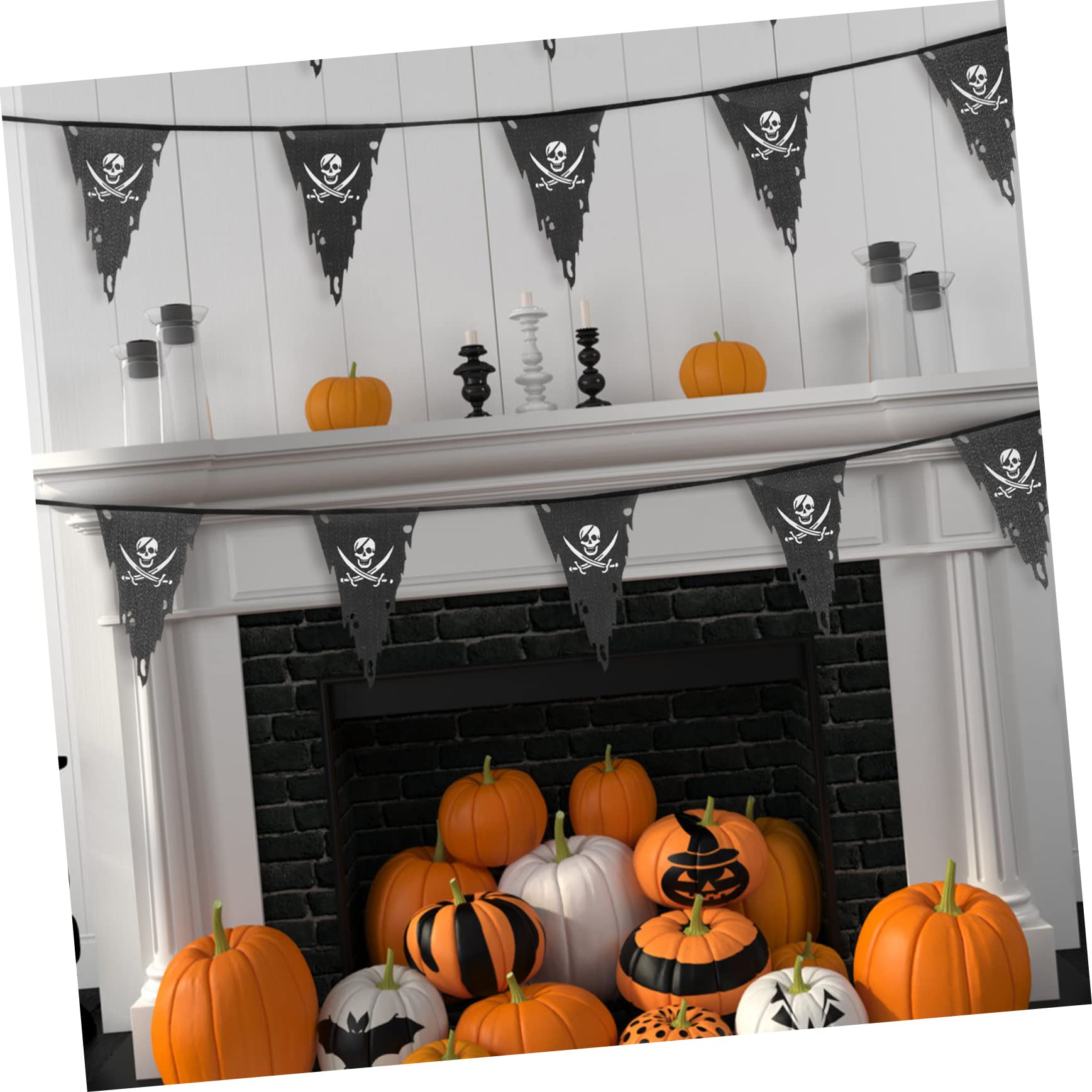 TOPBATHY 4 Pz Cordino Con Bandiera a Forma Di Teschio Striscioni Con a Teschio Bandiere Gagliardetto Pirata Bandiere Della Stamina All'aperto Striscione Festa Di Halloween Poliestere