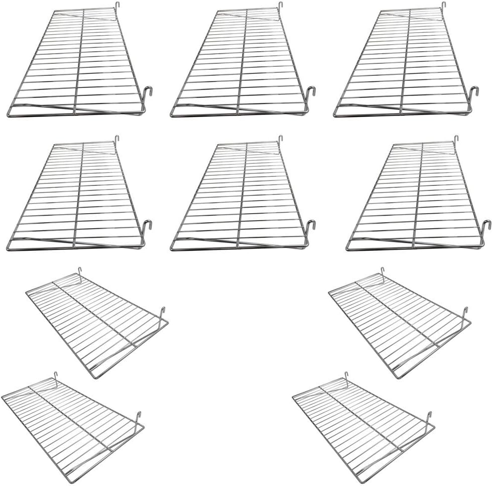 10 Pc Chrome 24'' x 12'' Wire Flat Grid Shelf Shelves Gridwall Display Fixture