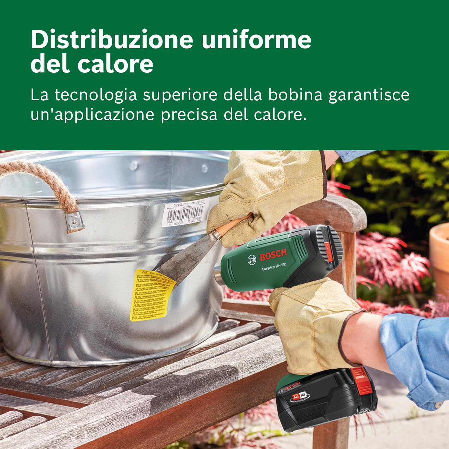 Bosch 18V System Termosoffiatore a batteria EasyHeat 18V-500 (incl. bocchetta riduttrice)