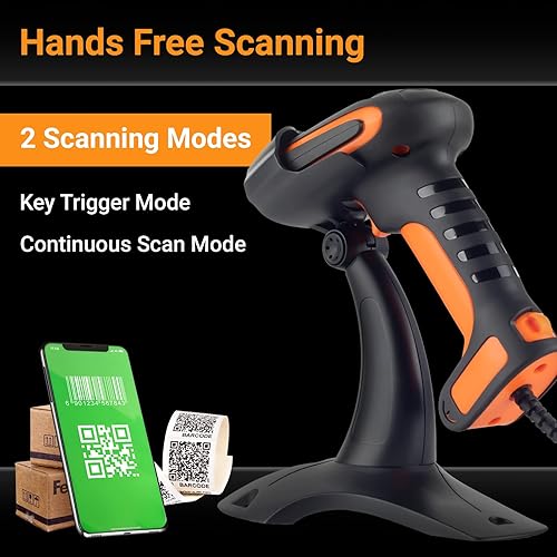 Miniatura 4 de Tera Pro Extreme Performance - Escáner de código de barras QR de grado industrial 1D 2D con cable con soporte resistente a caídas a prueba de polvo,