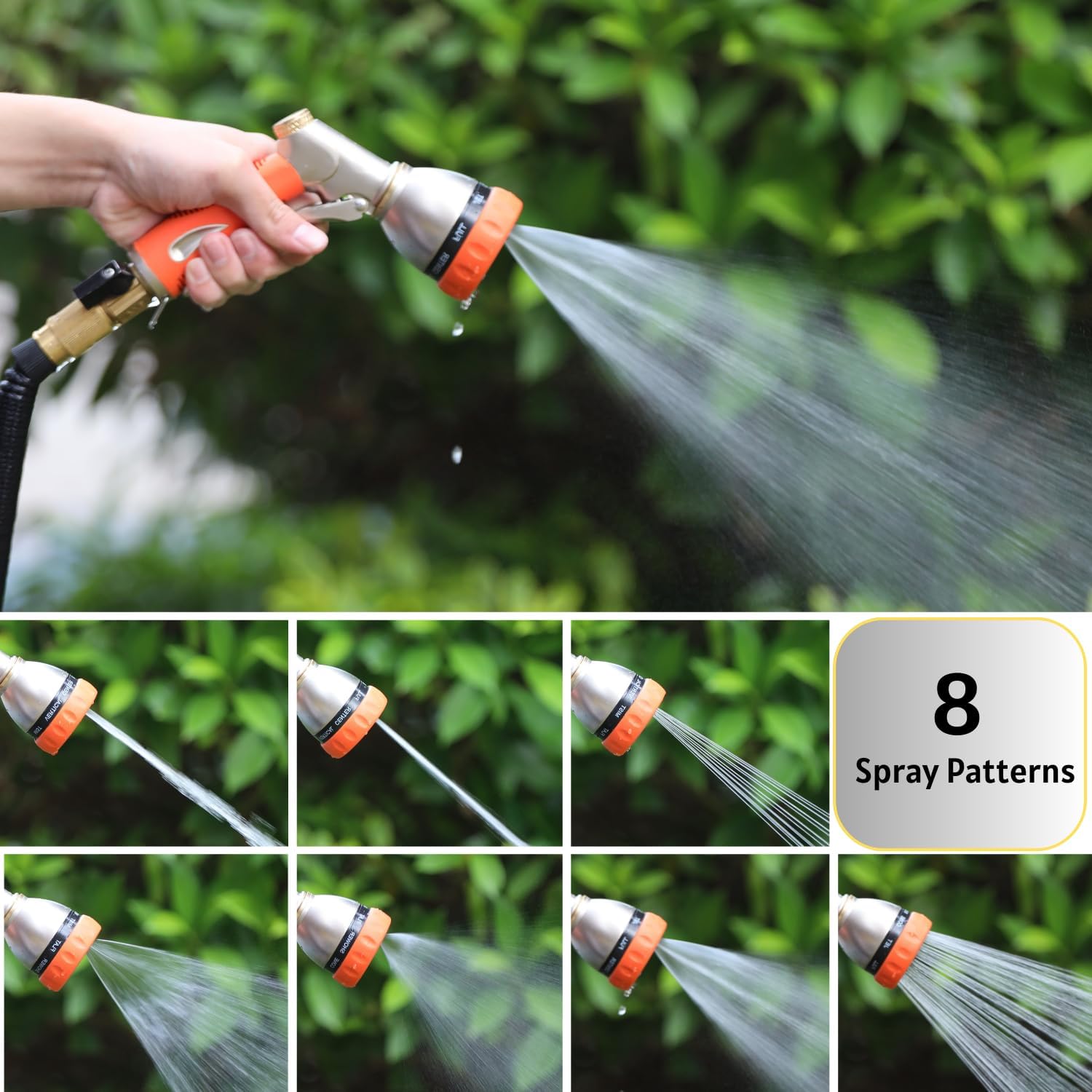 HOSUN Fire Hose Nozzle & Orange Garden Hose Nozzle, Heavy Duty Fireman Style Garden Hose Nozzles, Leak Proof & Adjustable Water Nozzle High Pressure