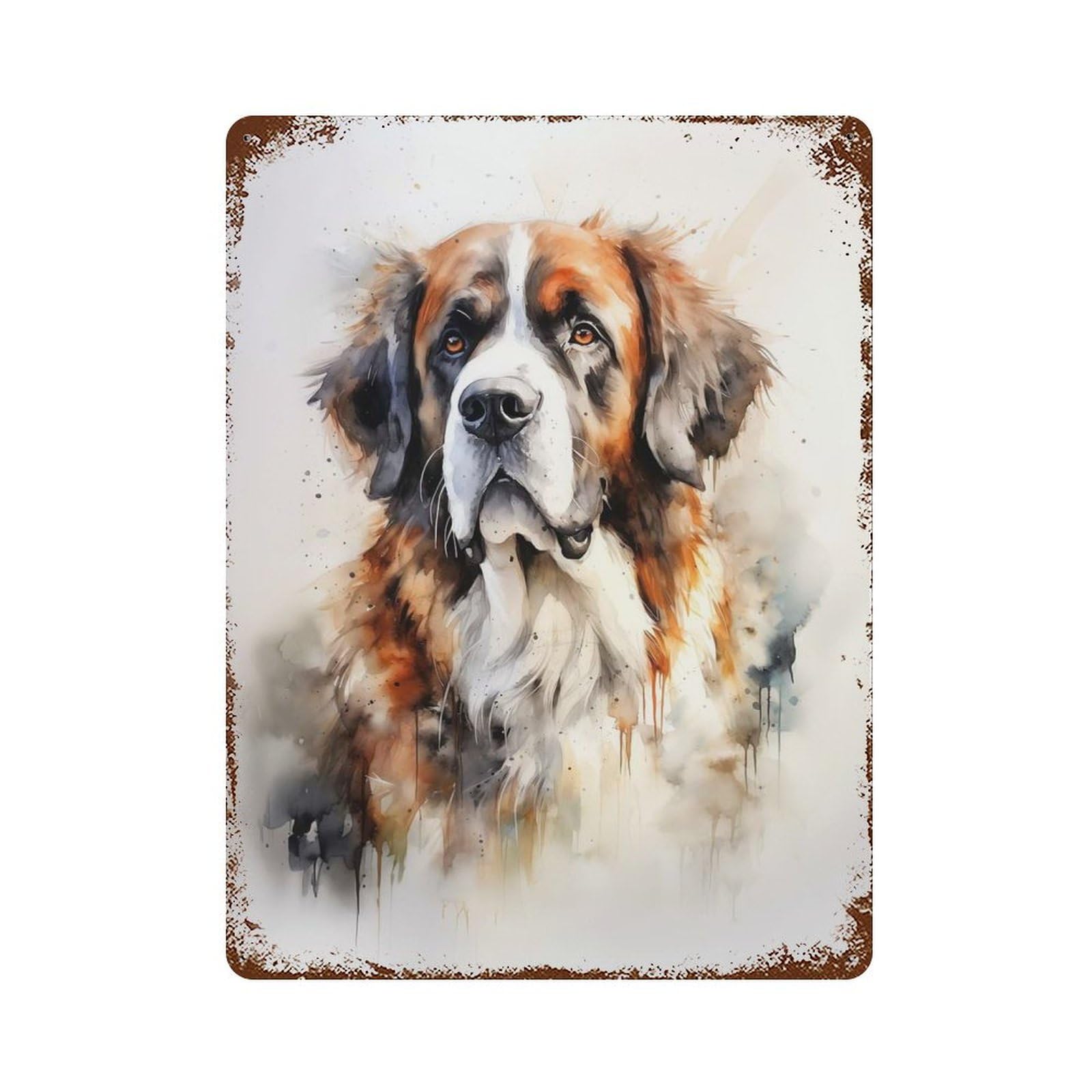 Vintage Rust Metal Sign with Saint Bernard Dog Design 15.7"x11.8", for Farmhouse, Kitchen And Entryway Decor, Novelty Wall Decor