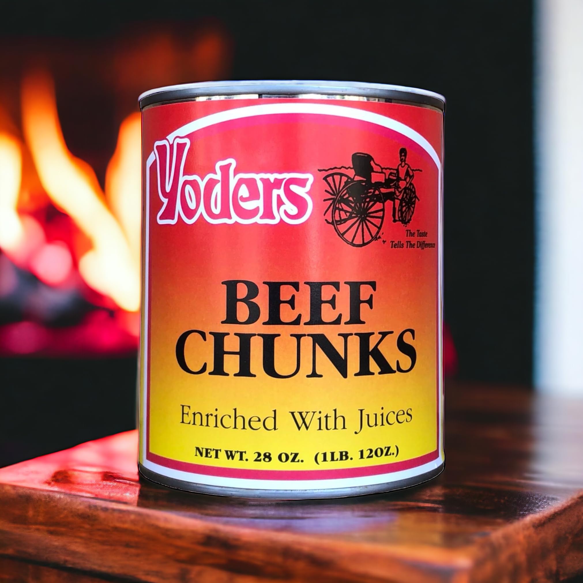 Yoders Beef Chunks 6 Pack | 10.5 lbs of Fully Cooked Meat for Backpacking, Camping, Meal Prep | Long Term Survival Emergency Food Supply | 10 Year Shelf Life | Size #2.5 Can | Made in USA | 28 Ounces per can
