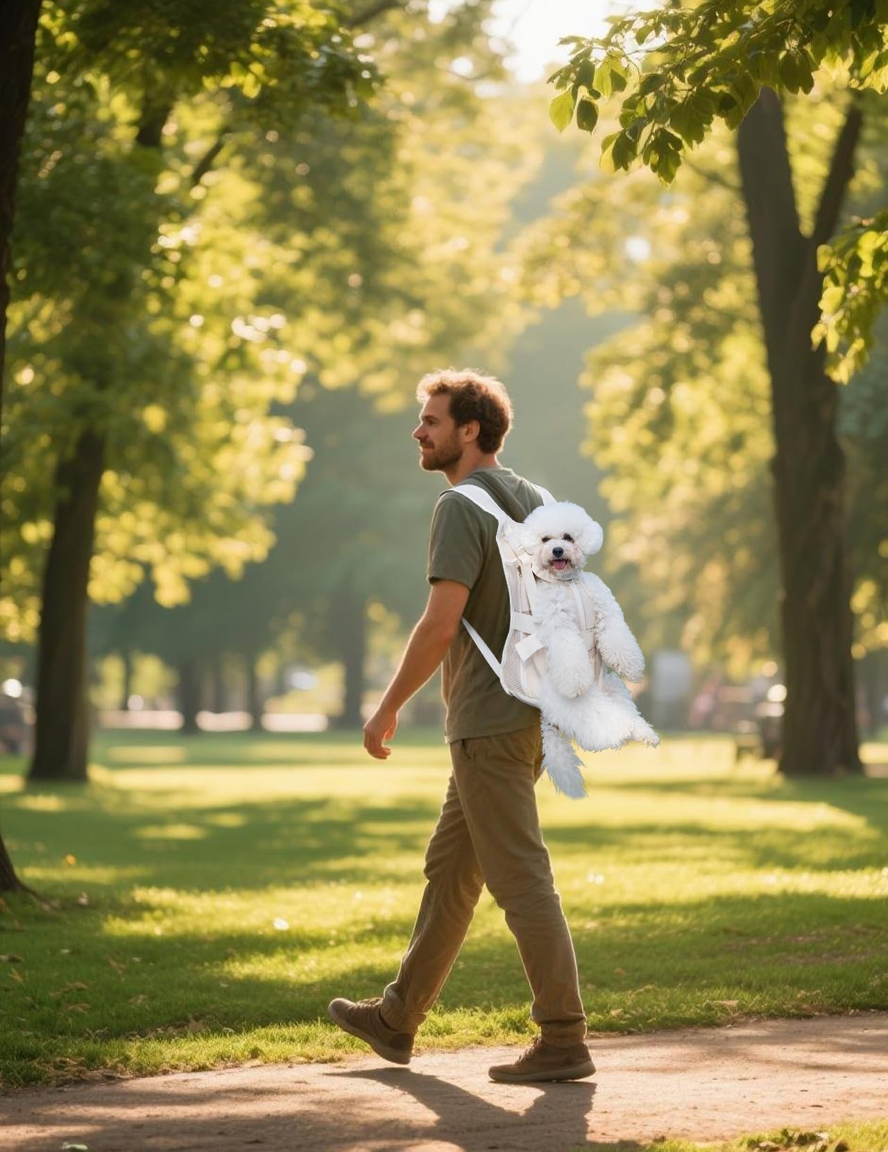 Haustier Rucksack, Hundetrage Verstellbar Hunderucksack Tragbar Atmungsaktives Katzenrucksack, für Klein Mittler Hunde Katze Welpen (Beige, S)