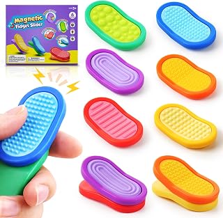Fidget Sensory Toys for Kids- 6 Pack Silicone Textured Sensory Slider for Kids Calming - Magnetic Fidget Toys for Students Stress Relief - ADHD Small Fidget Toys for Classroom Prizes