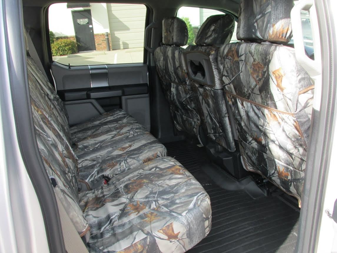Durafit Seat Covers Made to fit, FD81 DS1 C 2016-2025 F250/F550 Camo Endura and for 2015-2019 Ford F150 Super Crew Front and Rear Seat Cover Set.