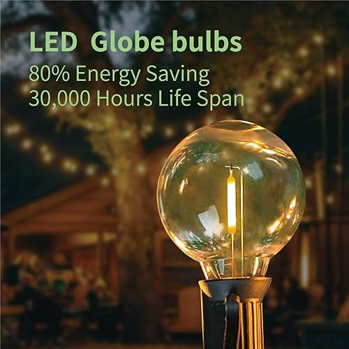 Miniatura 9 de Meconard Bombillas solares de repuesto G40, base de tornillo E12, bombillas LED inastillables para luces solares al aire libre, bombilla LED de 1 W,