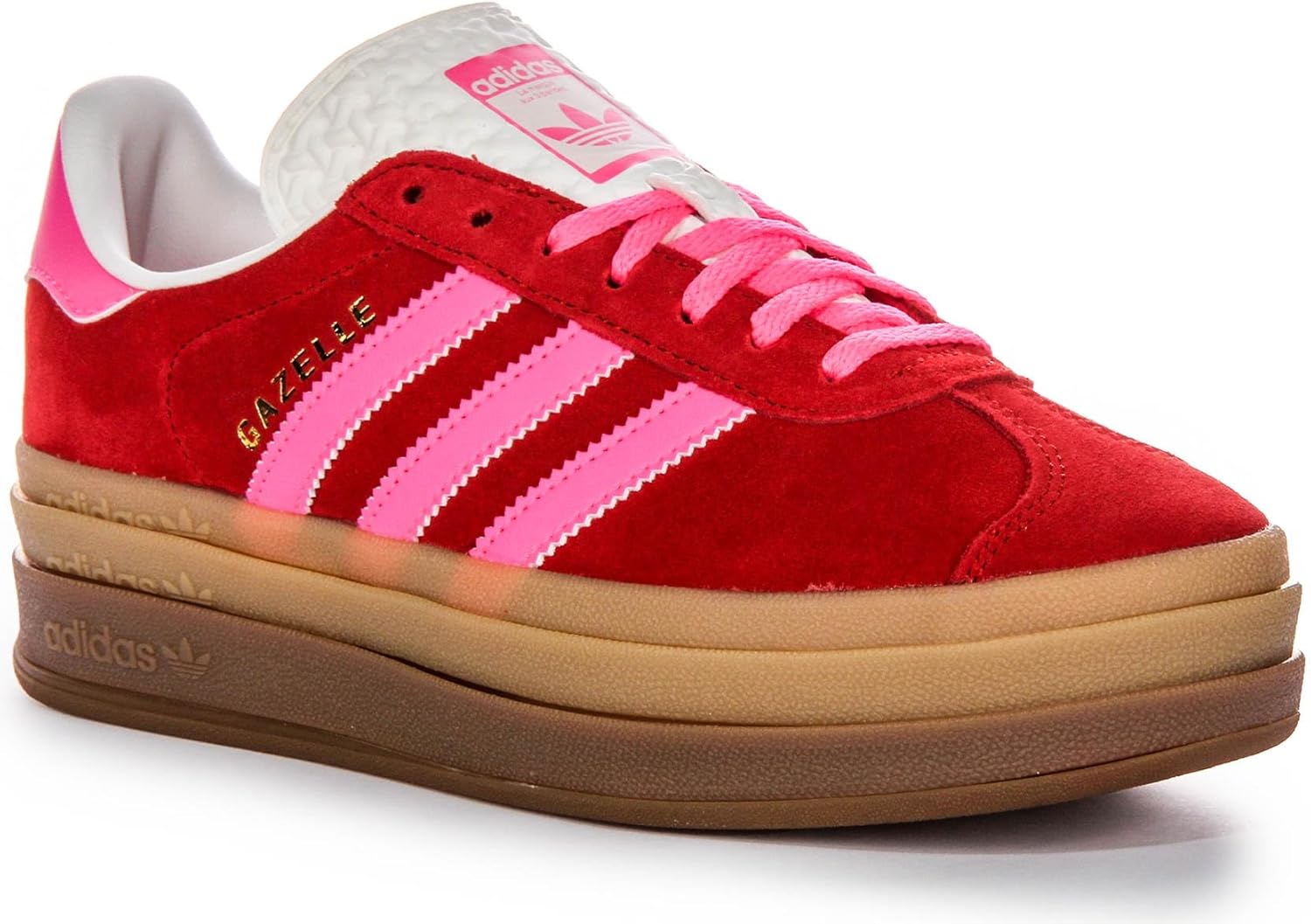 adidas Women's Gazelle Bold Gymnastics Shoes Sneaker, Collegiate Red/Lucid Pink, Size 8
